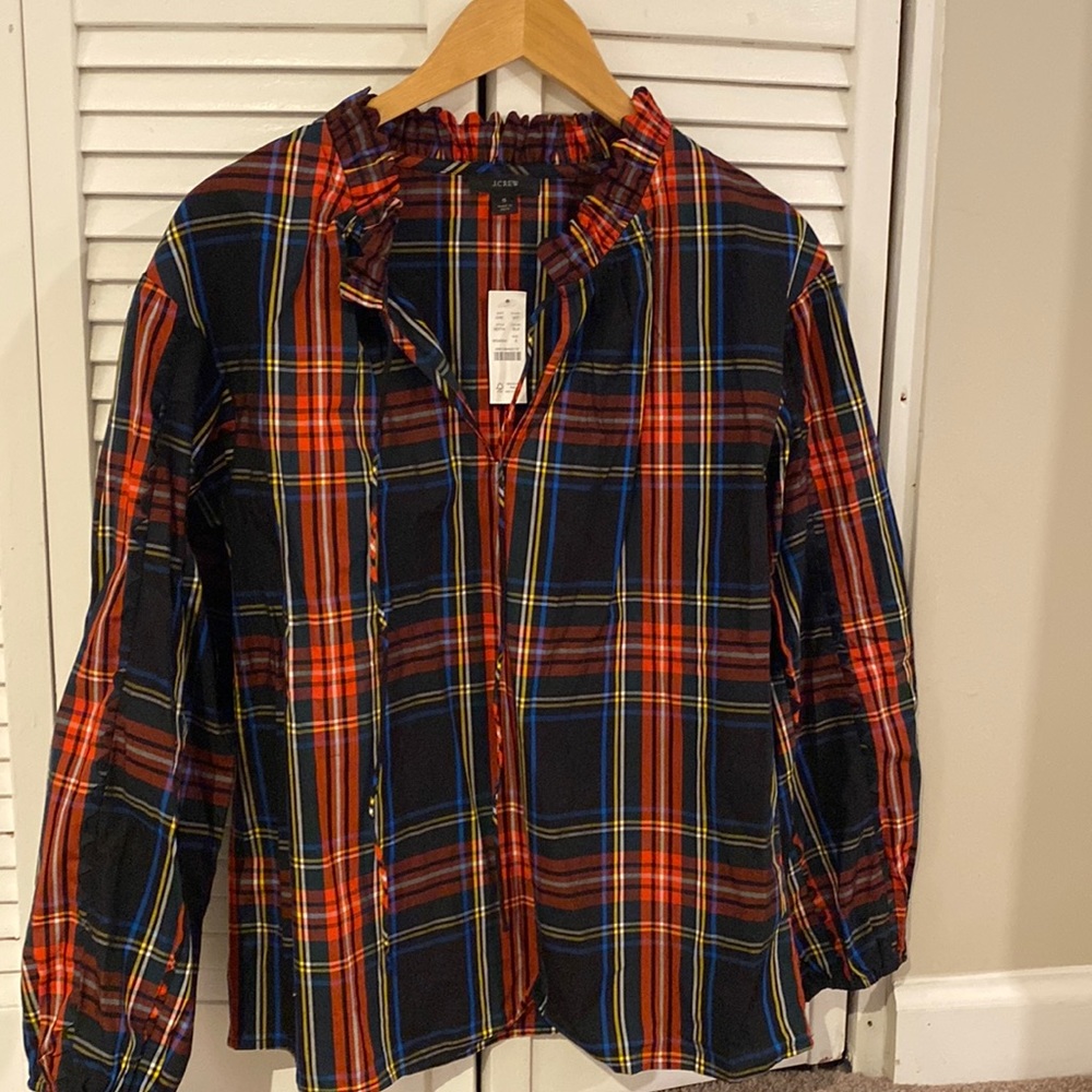 j crew tartan blouse size small tags on never worn